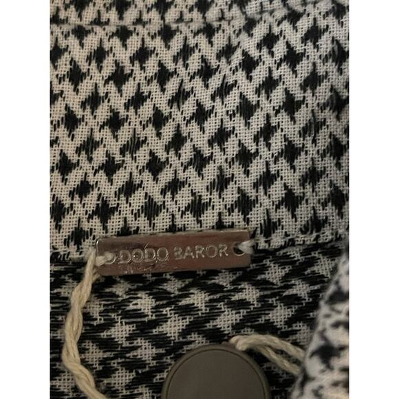 DoDo Bar Or Cotton Button Up Shirt Dress w Belt Black White Check Size Small New - Picture 9 of 13